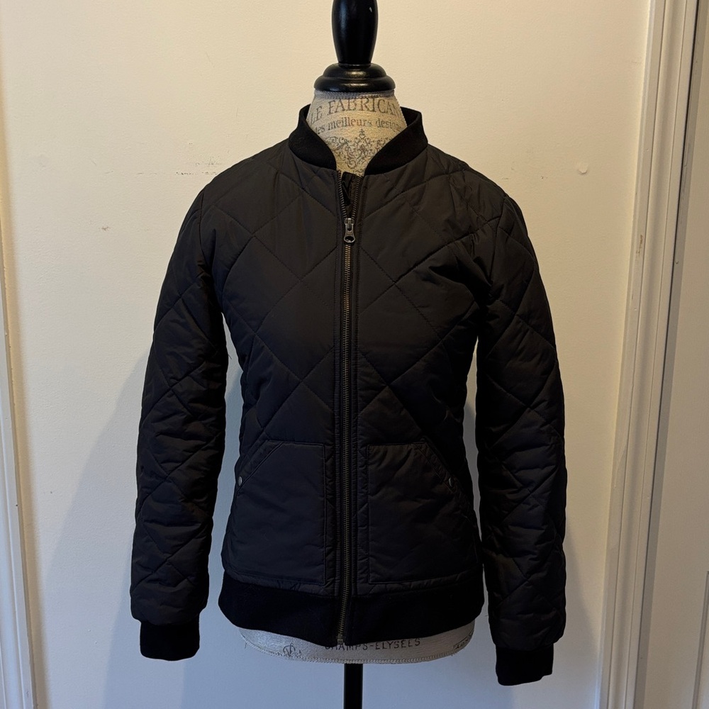 Garnet Hill Black Quilted Women's Bomber Jacket